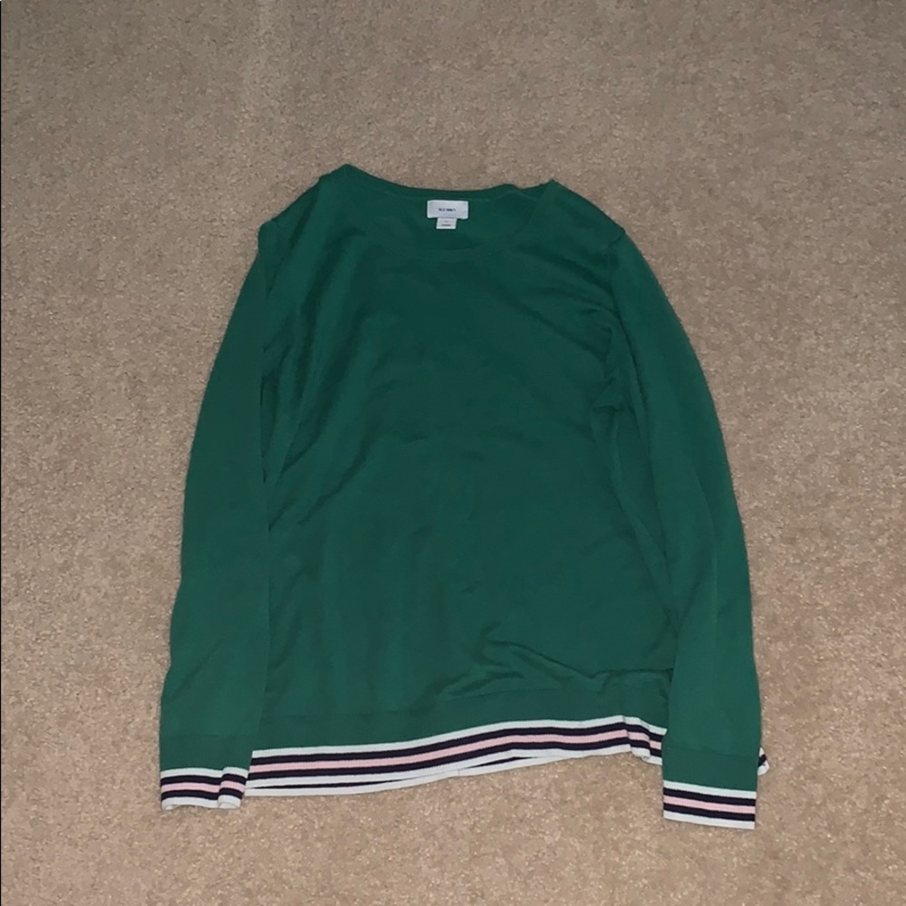 old navy green striped sweater